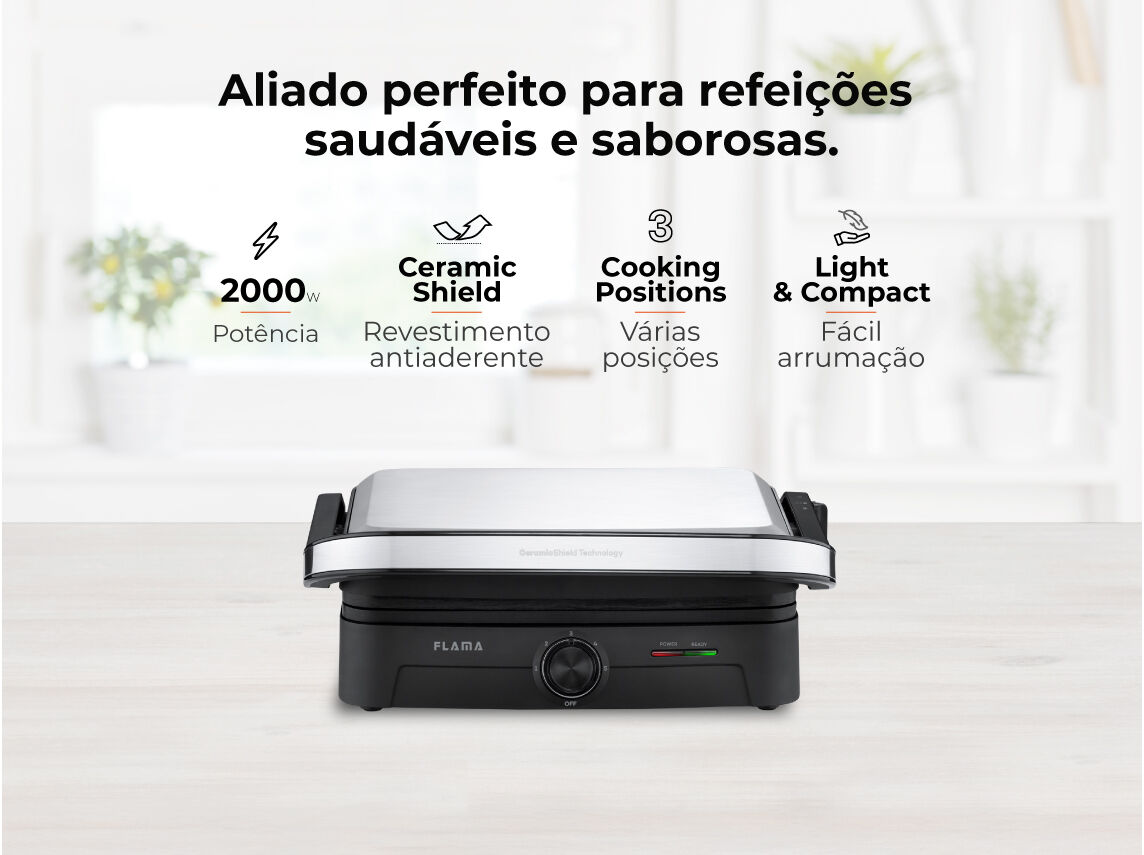 GRELHADOR DE PLACAS FLAMA 4522FL INOX 2000W image number 1