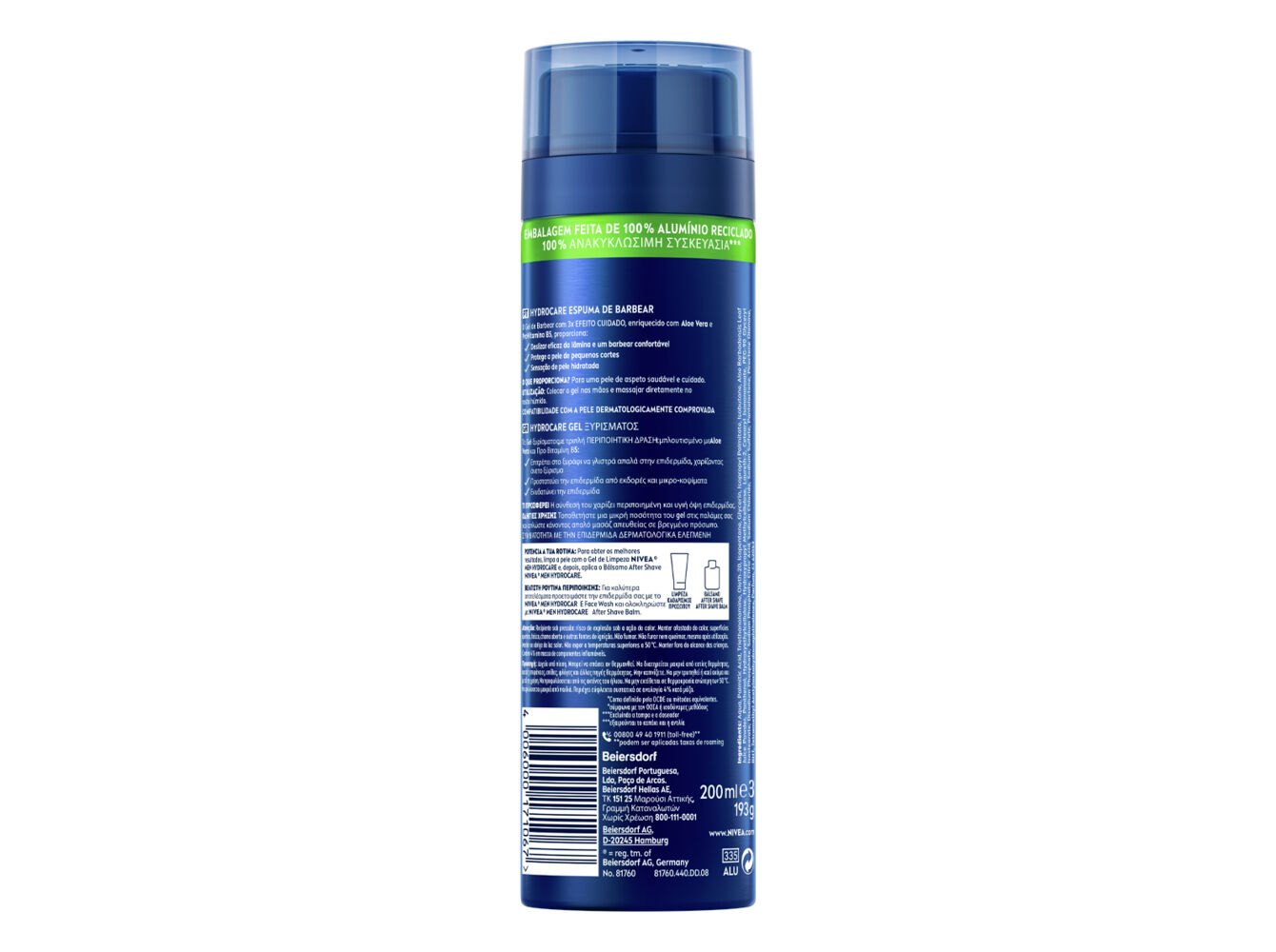 GEL DE BARBEAR HYDRO CARE NIVEA MEN 200 ML image number 1