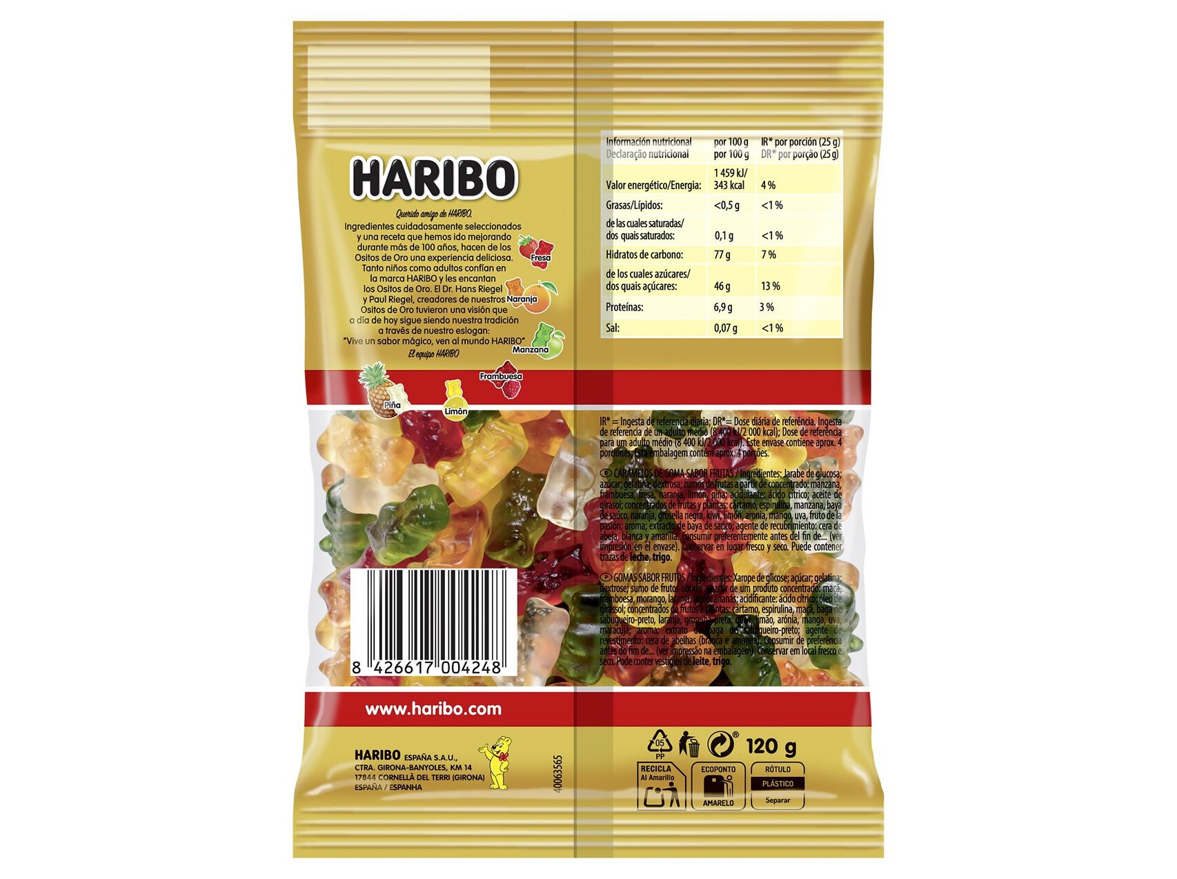 GOMAS HARIBO OSITOS ORO 120G image number 1