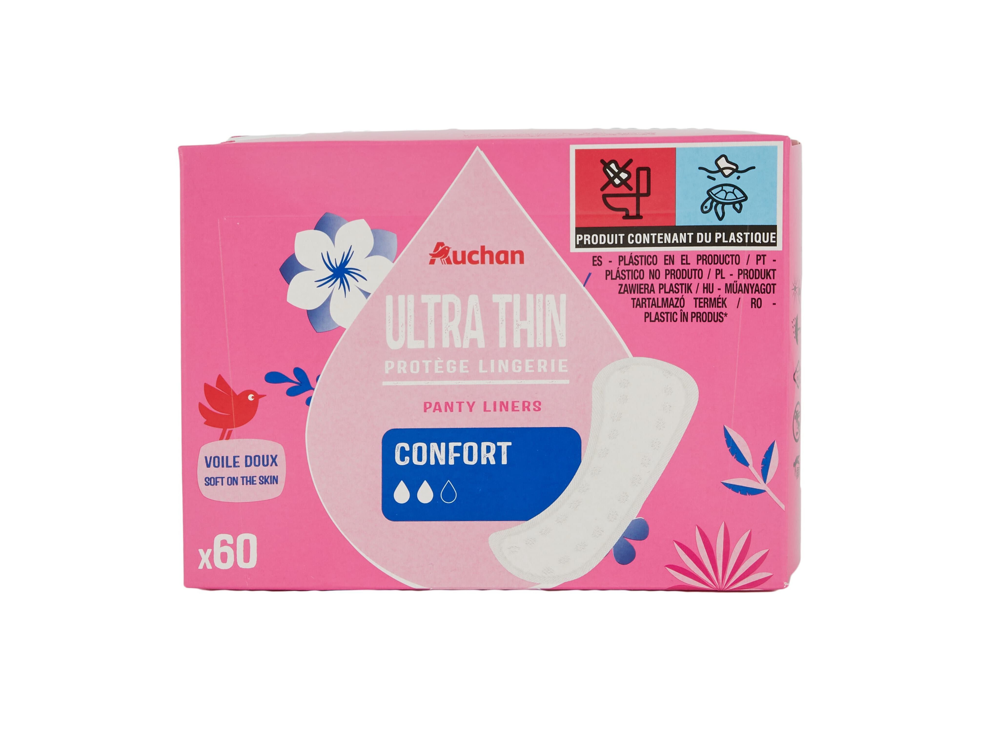 PENSOS DI&Aacute;RIOS AUCHAN ULTRA FINO NORMAL 60UN