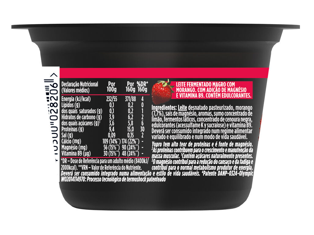 IOGURTE YOPRO S&Oacute;LIDO MORANGO 160G image number 1
