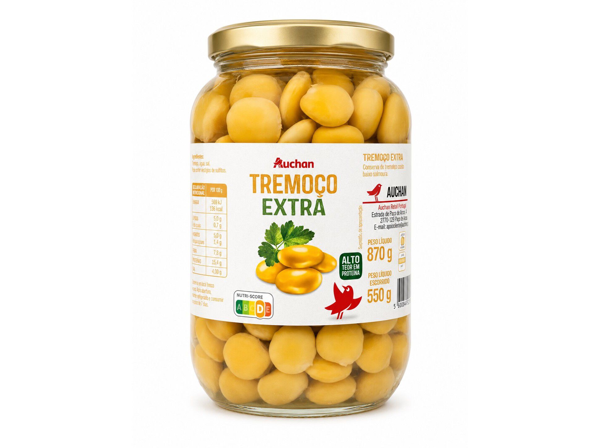 TREMO&Ccedil;O EXTRA AUCHAN FRASCO 870(550)G