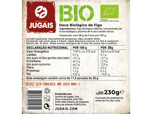 DOCE FIGO QUINTA DE JUGAIS BIO 230G image number 1