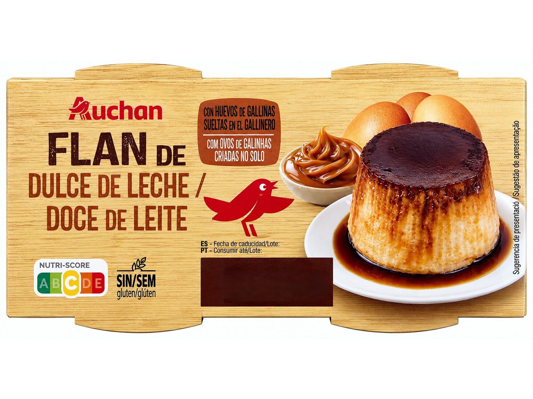 PUDIM FLAN AUCHAN DOCE DE LEITE SEM GL&Uacute;TEN 4X100G image number 1