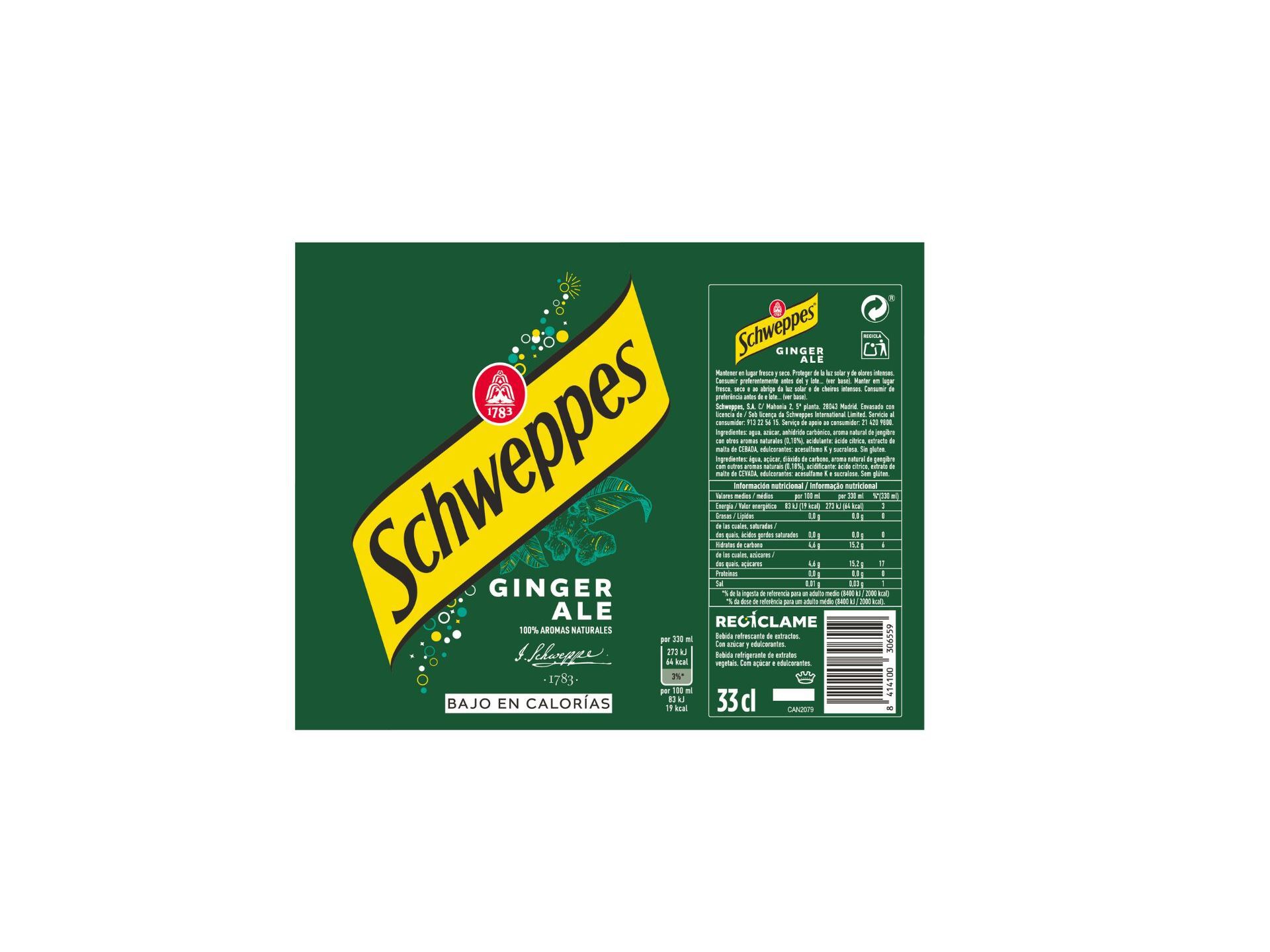 GINGER ALE SCHWEPPES LATA 0.33L image number 1