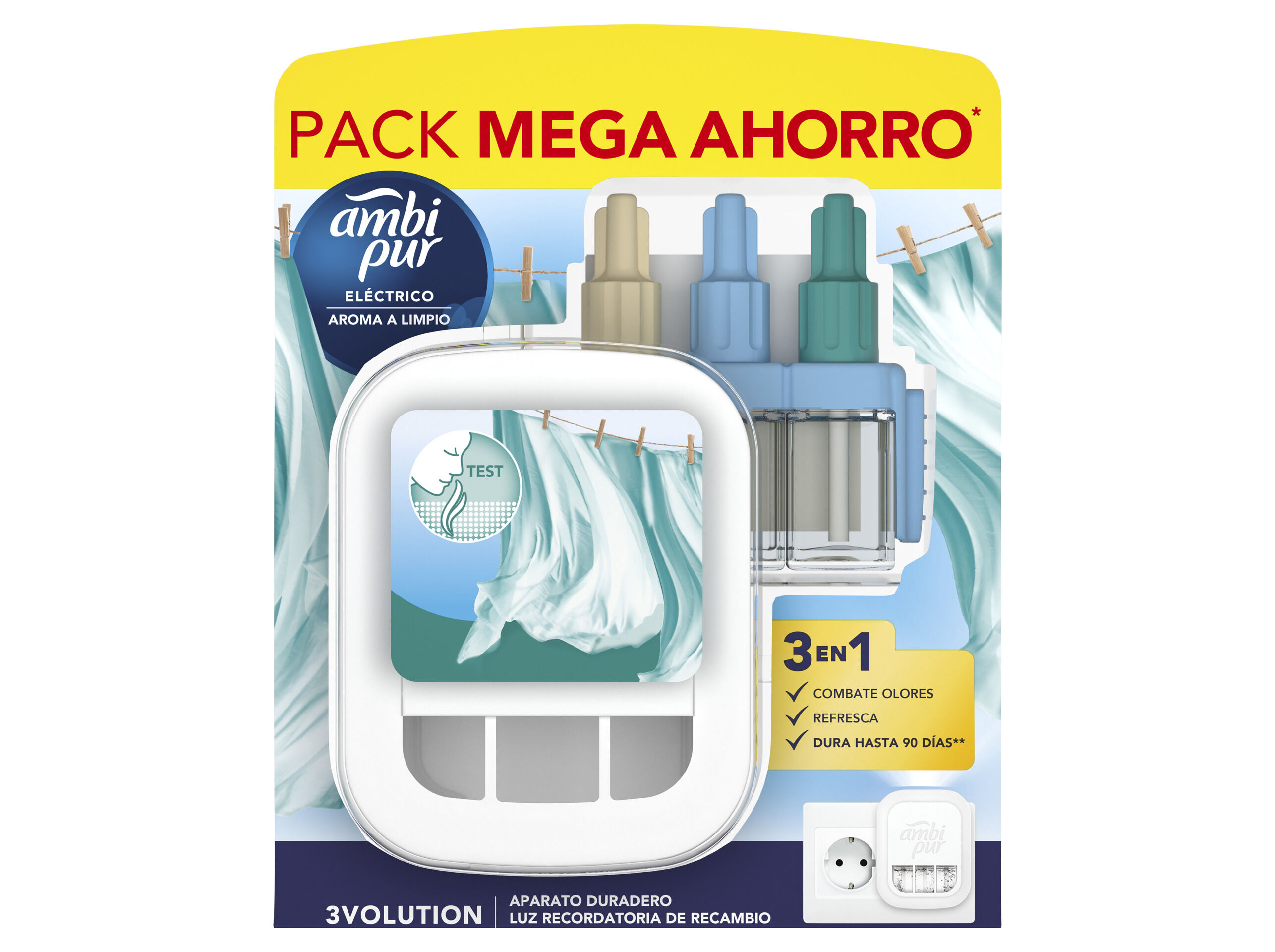 AMBIENTADOR EL&Eacute;TRICO AMBIPUR 3VOLUTION LIMPO FRESCO 20ML image number 0