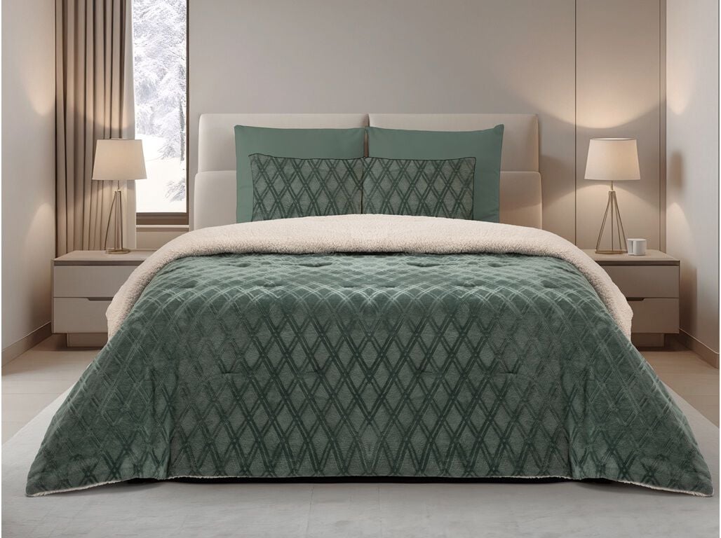 EDRED&Atilde;O FLANNEL HOMESPECIAL EMBOSSED SHERPA VERDE 220X240