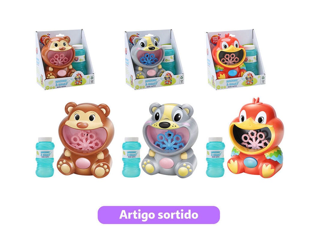 O MEU ANIMAL QUE FAZ BOLAS DE SAB&Atilde;O ONE TWO FUN MODELOS SORTIDOS