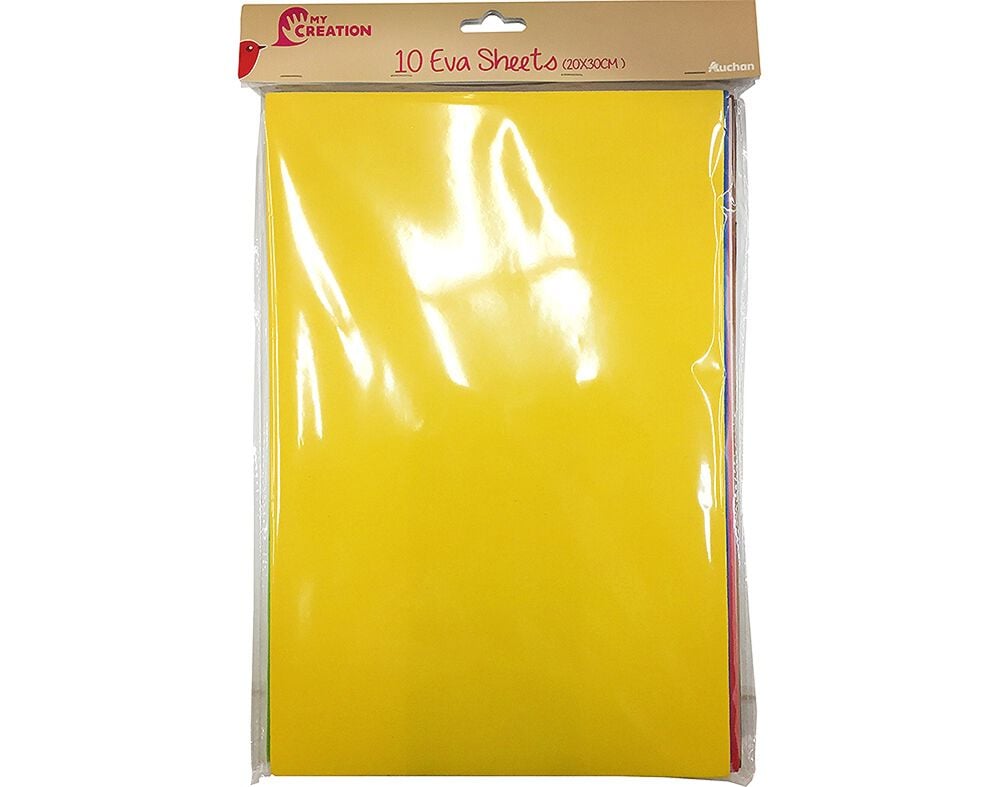 FOLHAS EVA AUCHAN CORES SORTIDAS 10 UNIDADES