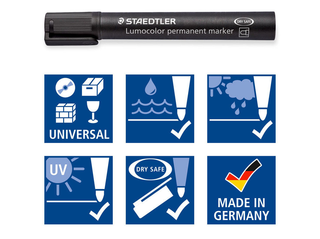 MARCADOR PERMANENTE LUMOCOLOR STAEDTLER PRETO image number 1