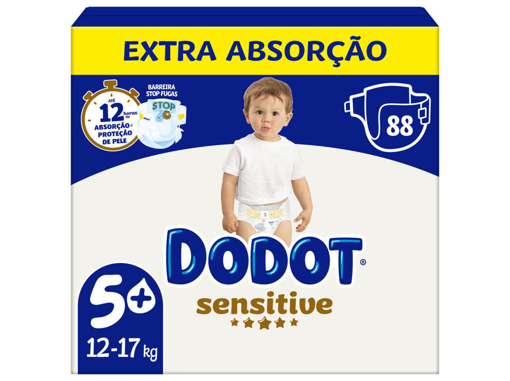FRALDAS EXTRA DODOT SENSITIVE BOX T5 12-17KG 88 UN image number 0