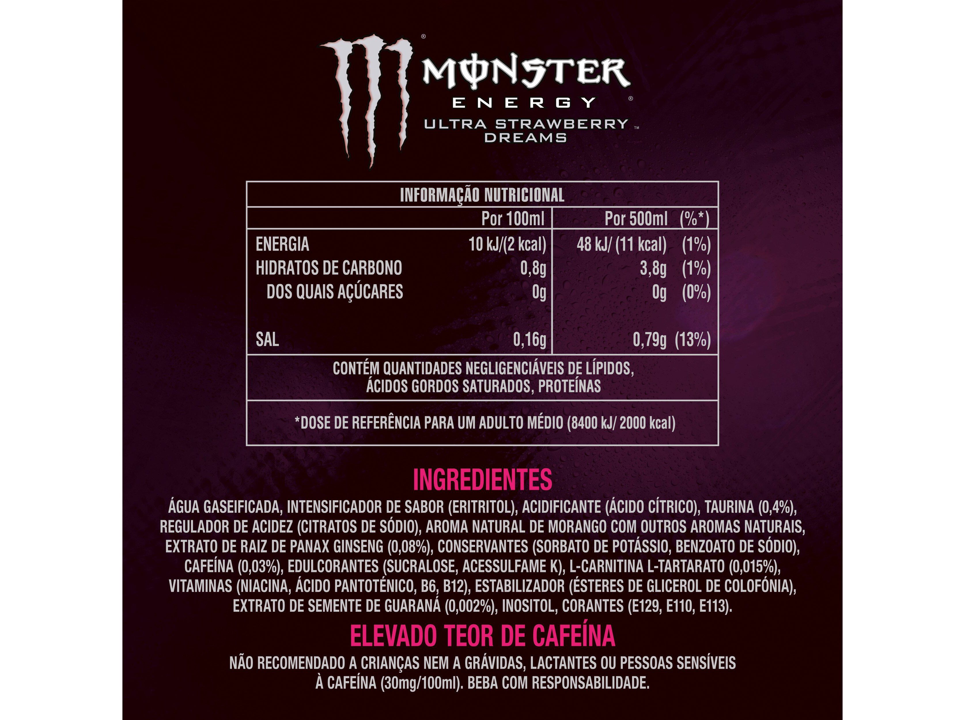 BEBIDA ENERG&Eacute;TICA MONSTER ULTRA STRAWBERRY DREAMS 0.5L(SDR) image number 1