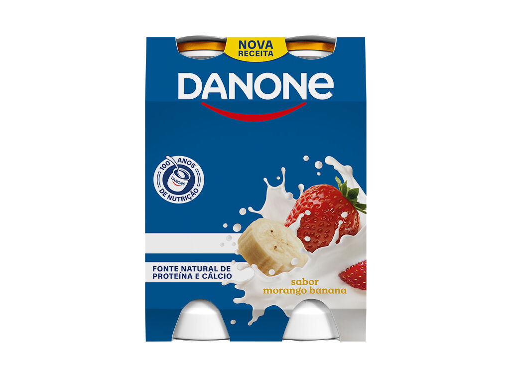 IOGURTE DANONE L&Iacute;QUIDO MORANGO E BANANA 4X155G image number 0