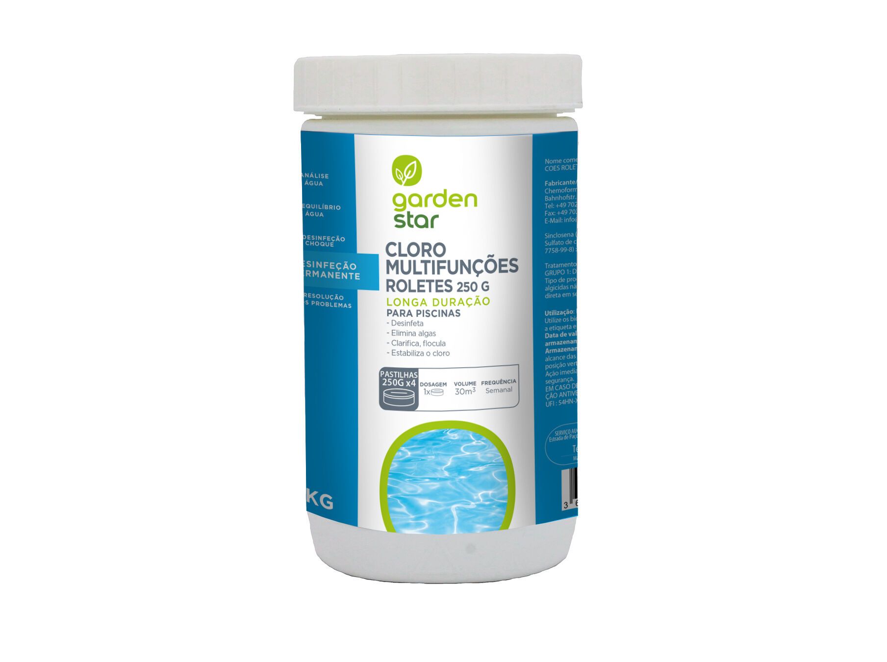 CLORO MULTIFUN&Ccedil;&Otilde;ES GARDENSTAR ROLETES 250G 1KG image number 1