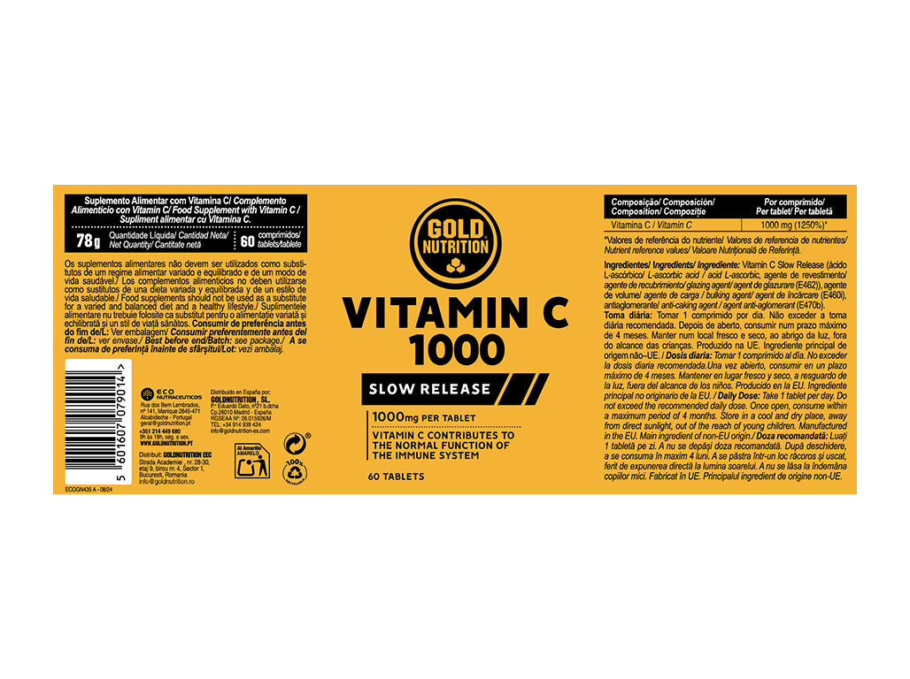SUPLEMENTO GOLDNUTRITION VITAMIN C 1000 SLOW 60 CAPS image number 1