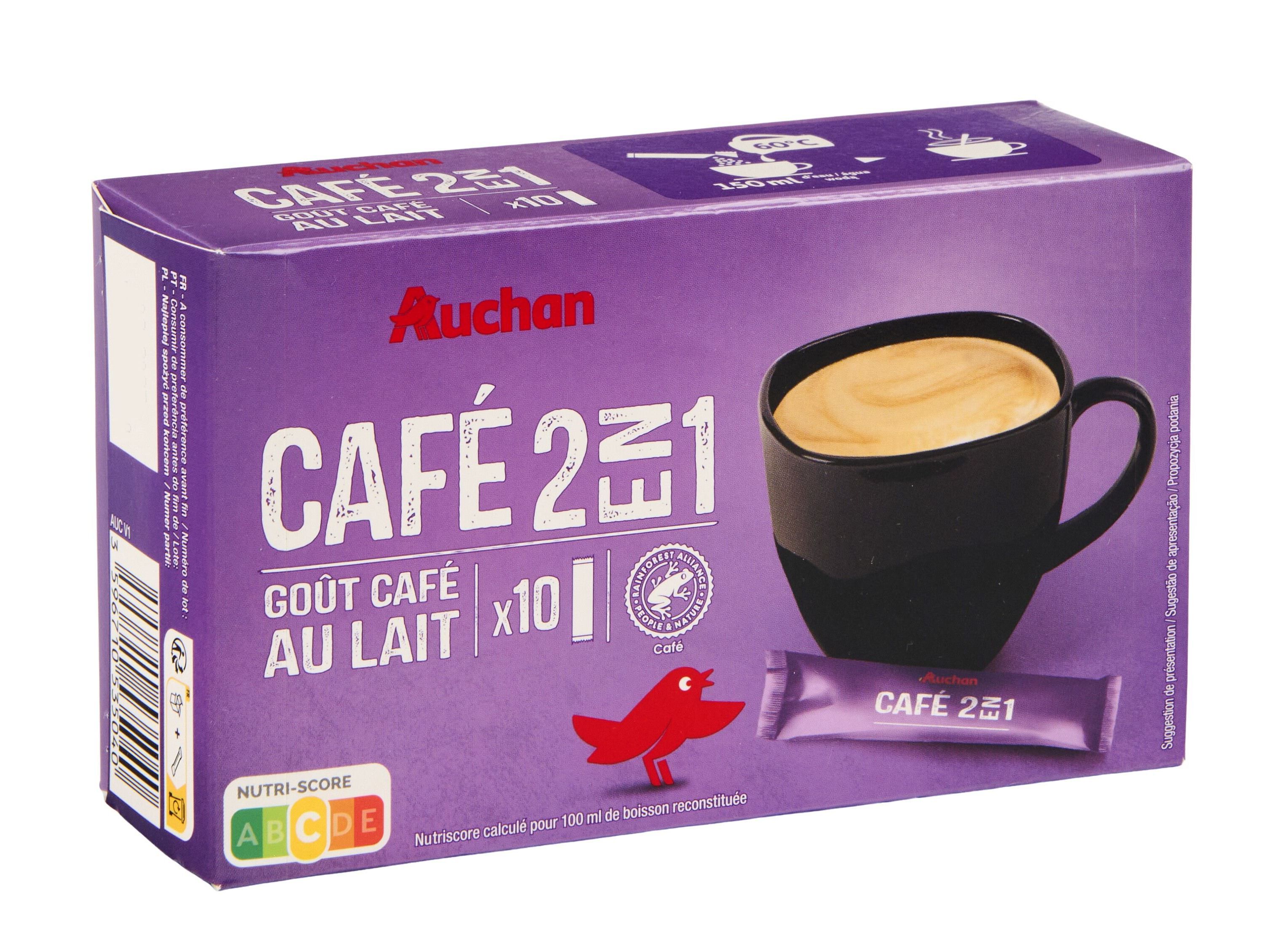 CAF&Eacute; COM LEITE AUCHAN 2 EM 1 10UN 140G image number 0