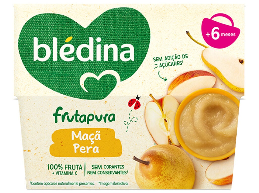 TACINHA FRUTA BL&Eacute;DINA:100% MA&Ccedil;&Atilde;/P&Ecirc;RA 4X95 G