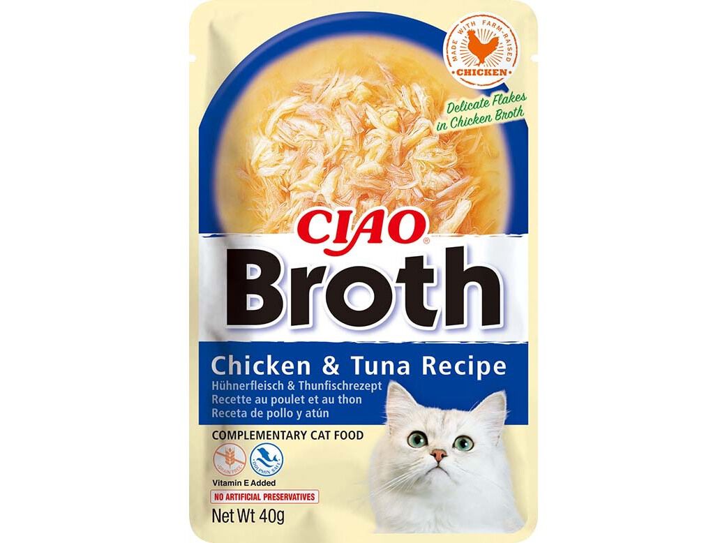 COMIDA H&Uacute;MIDA GATO CIAO BROTH FRANGO E ATUM 40G image number 0