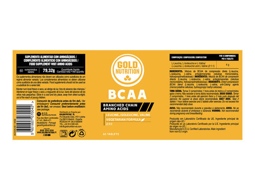 SUPLEMENTO GOLDNUTRITION BCAA'S 60 COMP image number 1