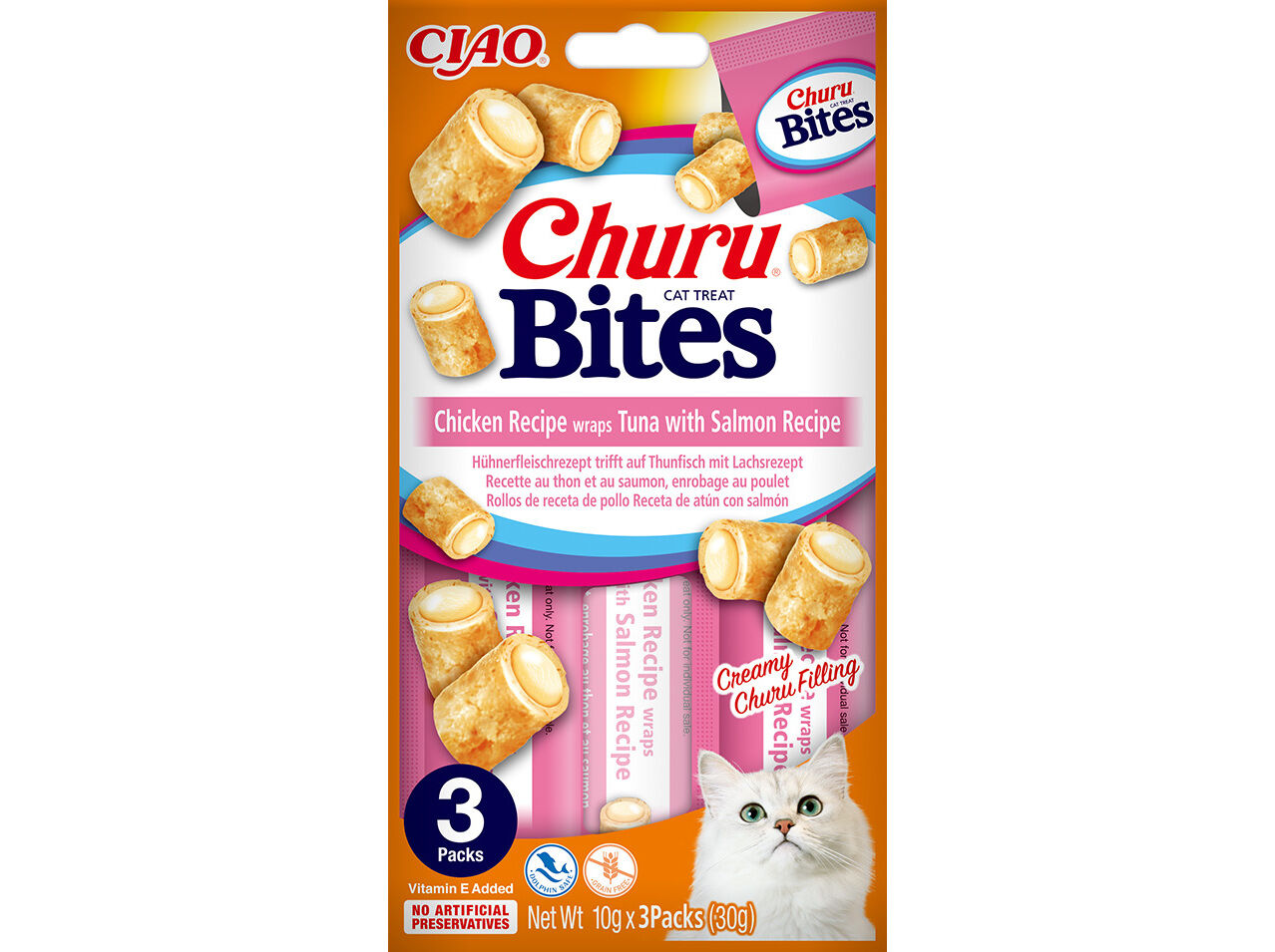 SNACK PARA GATO CIAO CHURU FRANGO / ATUM / SALM&Atilde;O 3X10G image number 0