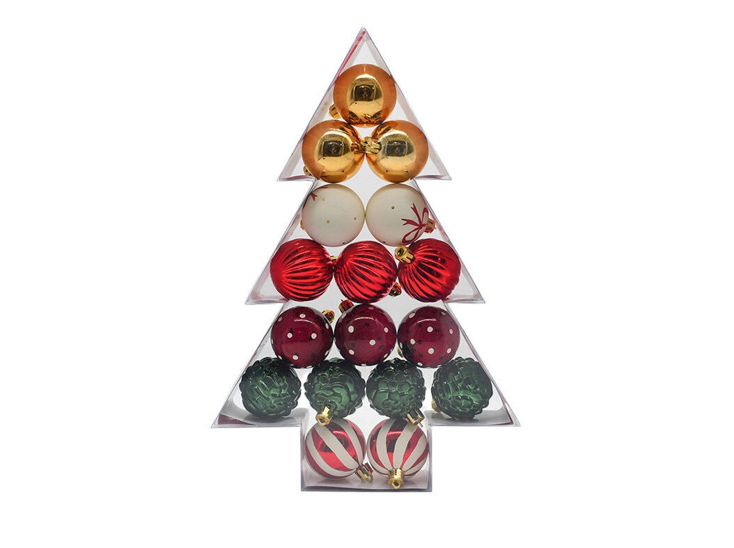 CAIXA 17 BOLAS NATAL ACTUEL PL&Aacute;STICO 5.8CM