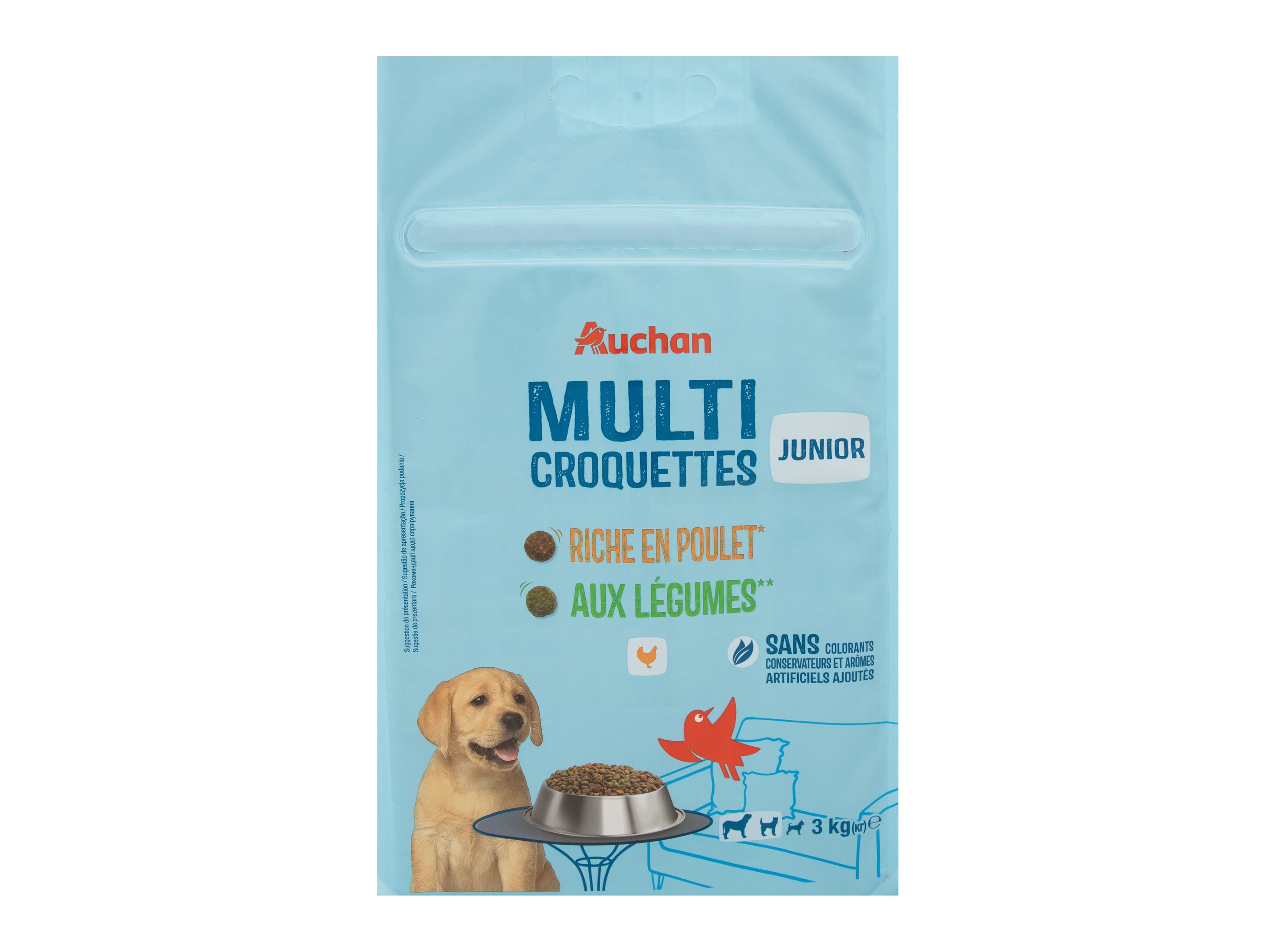 RA&Ccedil;&Atilde;O PARA C&Atilde;O J&Uacute;NIOR AUCHAN RICO EM FRANGO E LEGUMES 3KG