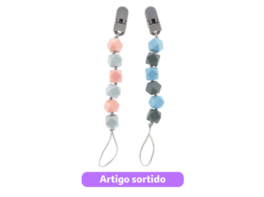 PRENDE CHUCHA NUBY FITA COM MOLA SILICONE CORES SORTIDAS