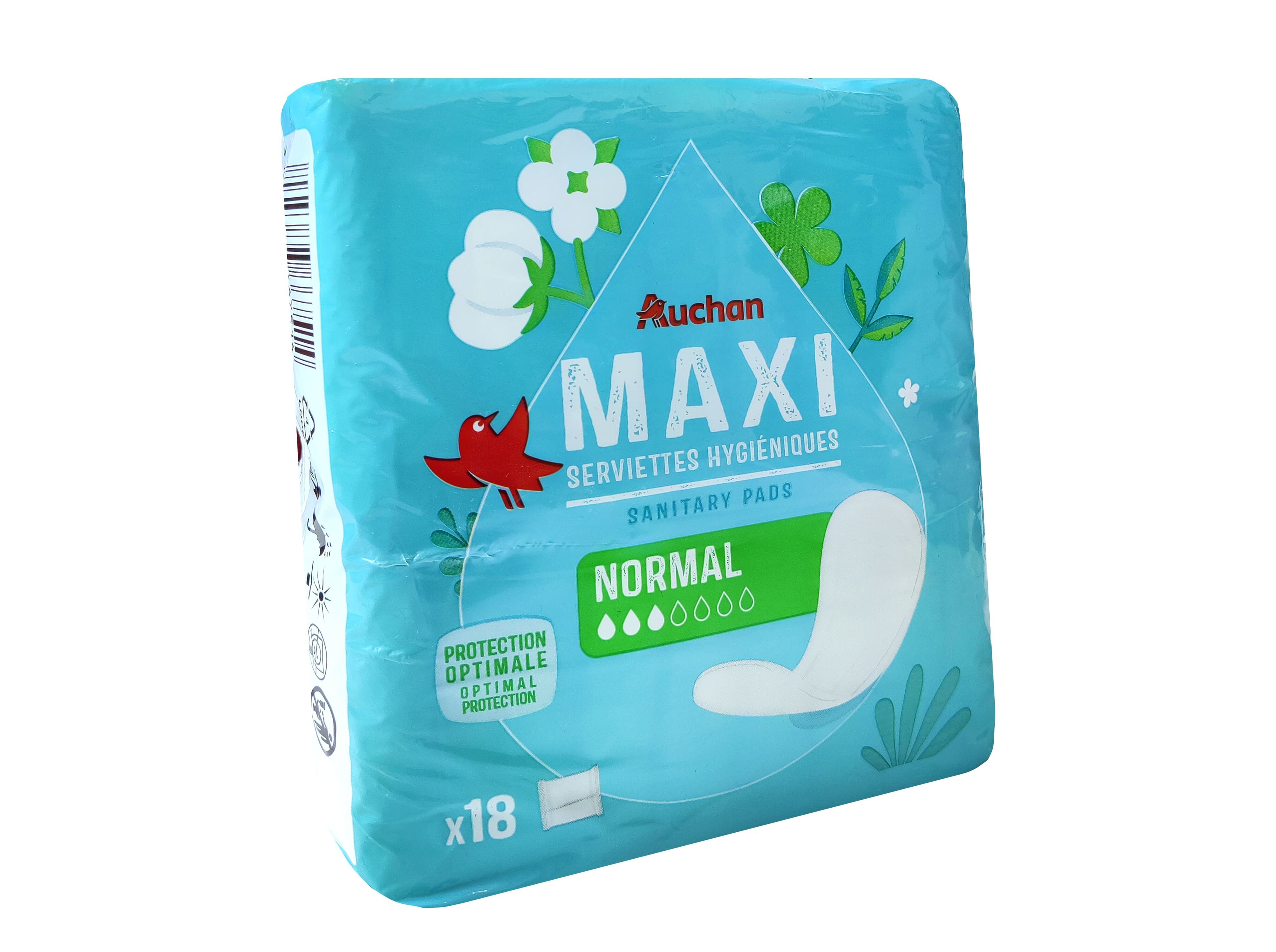 PENSOS HIGI&Eacute;NICOS AUCHAN MAXI NORMAL SEM ABAS BOLSA 18UN image number 1