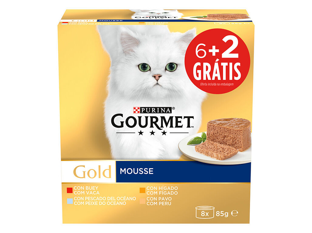 COMIDA H&Uacute;M GATO GOURMET GOLD MOUSSE 85G 6+2 image number 1