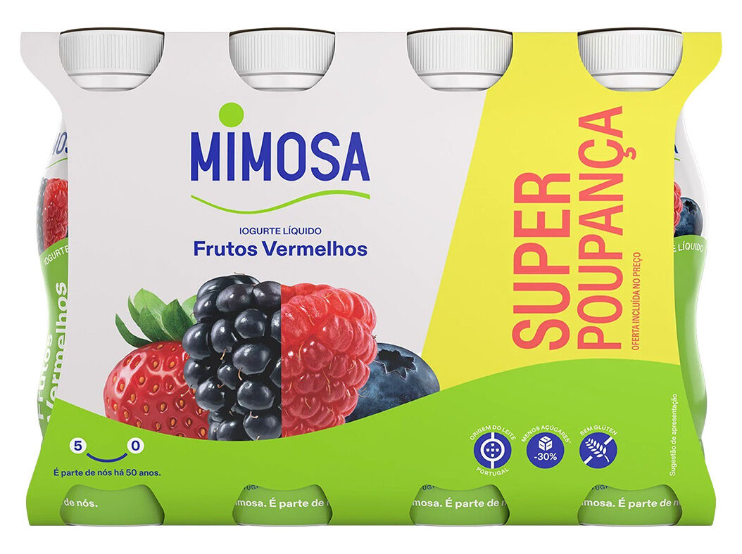 IOGURTE LIQUIDO MIMOSA FRUTOS VERMELHOS PACK POUPAN&Ccedil;A 8X151ML image number 0