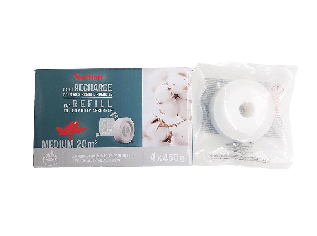 RECARGA PARA DESUMIDIFICADOR AUCHAN ALGOD&Atilde;O 4X450G
