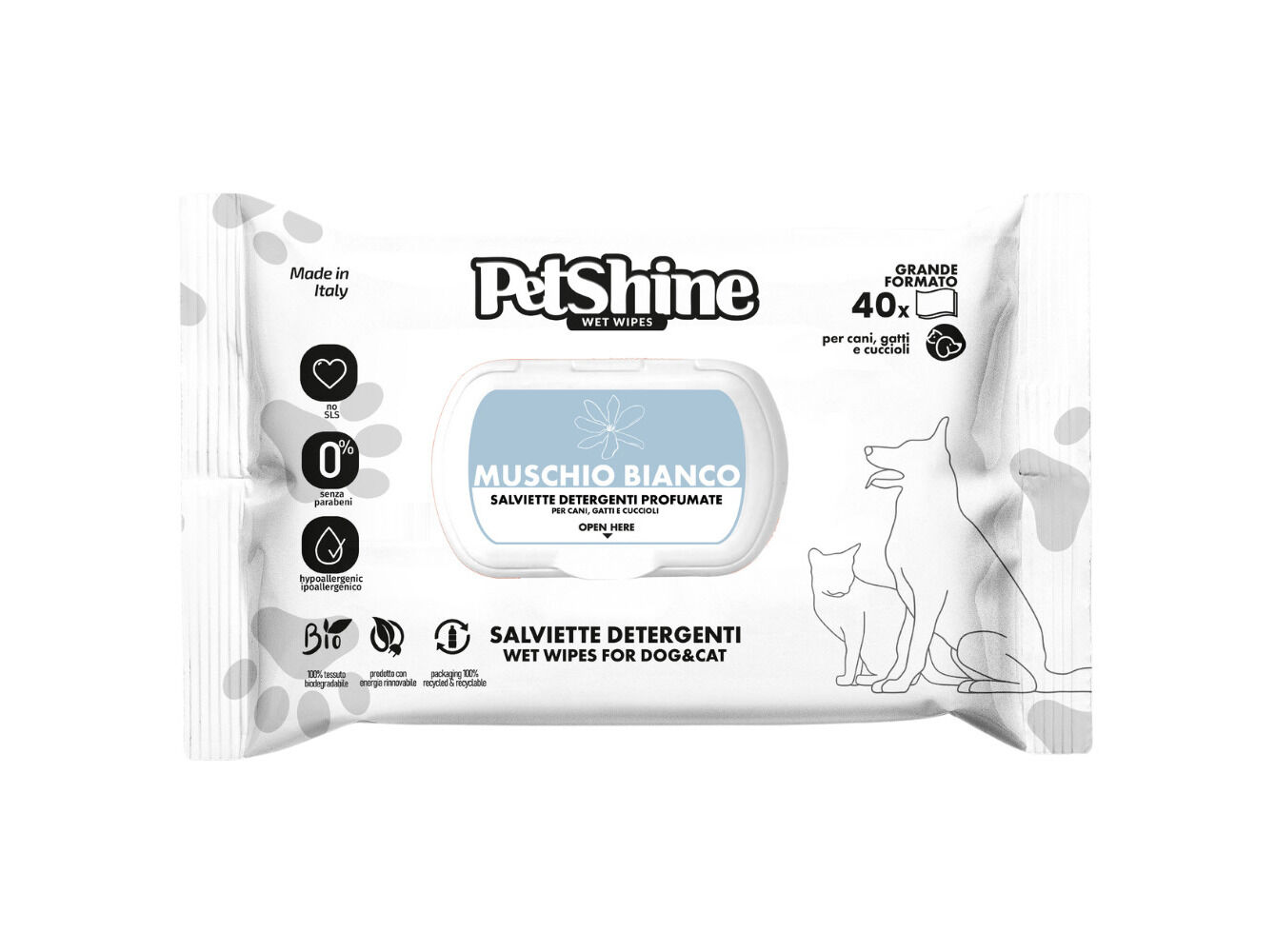 TOALHITAS PETSHINE WHITE MUSK 40 UNIDADES
