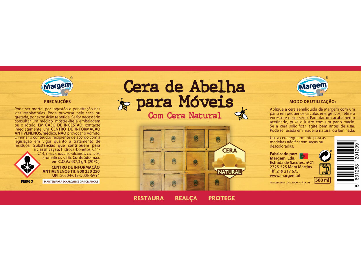CERA DE ABELHA PARA MOVEIS MARGEM AMARELA 500ML image number 1
