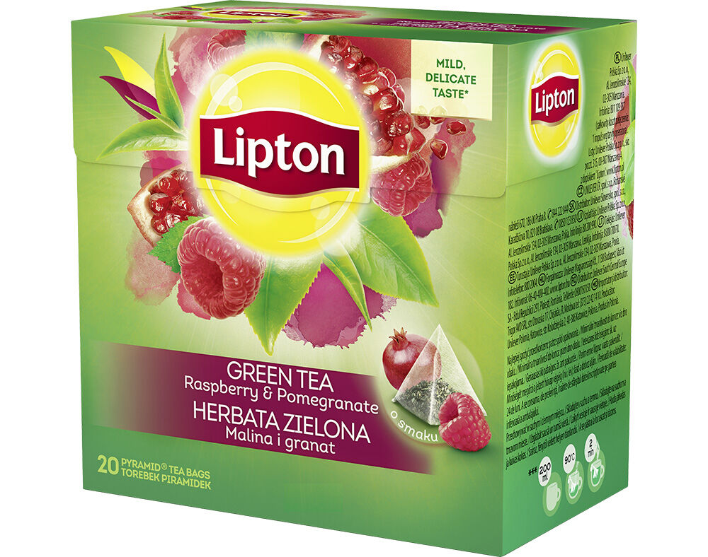 INFUS&Atilde;O LIPTON PYRAMIDES GREEN FRAMBOESA E ROM&Atilde; 20 SAQUETAS image number 0