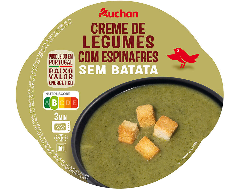 CREME DE LEGUMES COM ESPINAFRES AUCHAN 400G