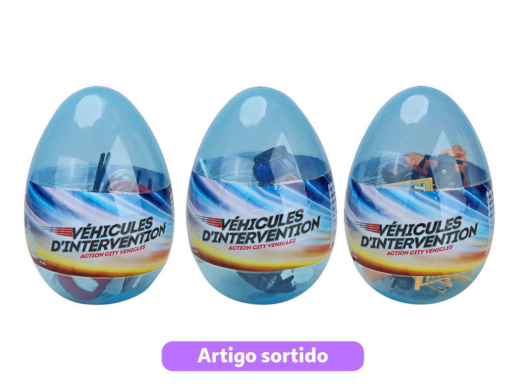 OVO COM CARRO MINIATURA ONE TWO FUN 1:64 COM ACESS&Oacute;RIOS MODELOS SORTIDOS image number 1