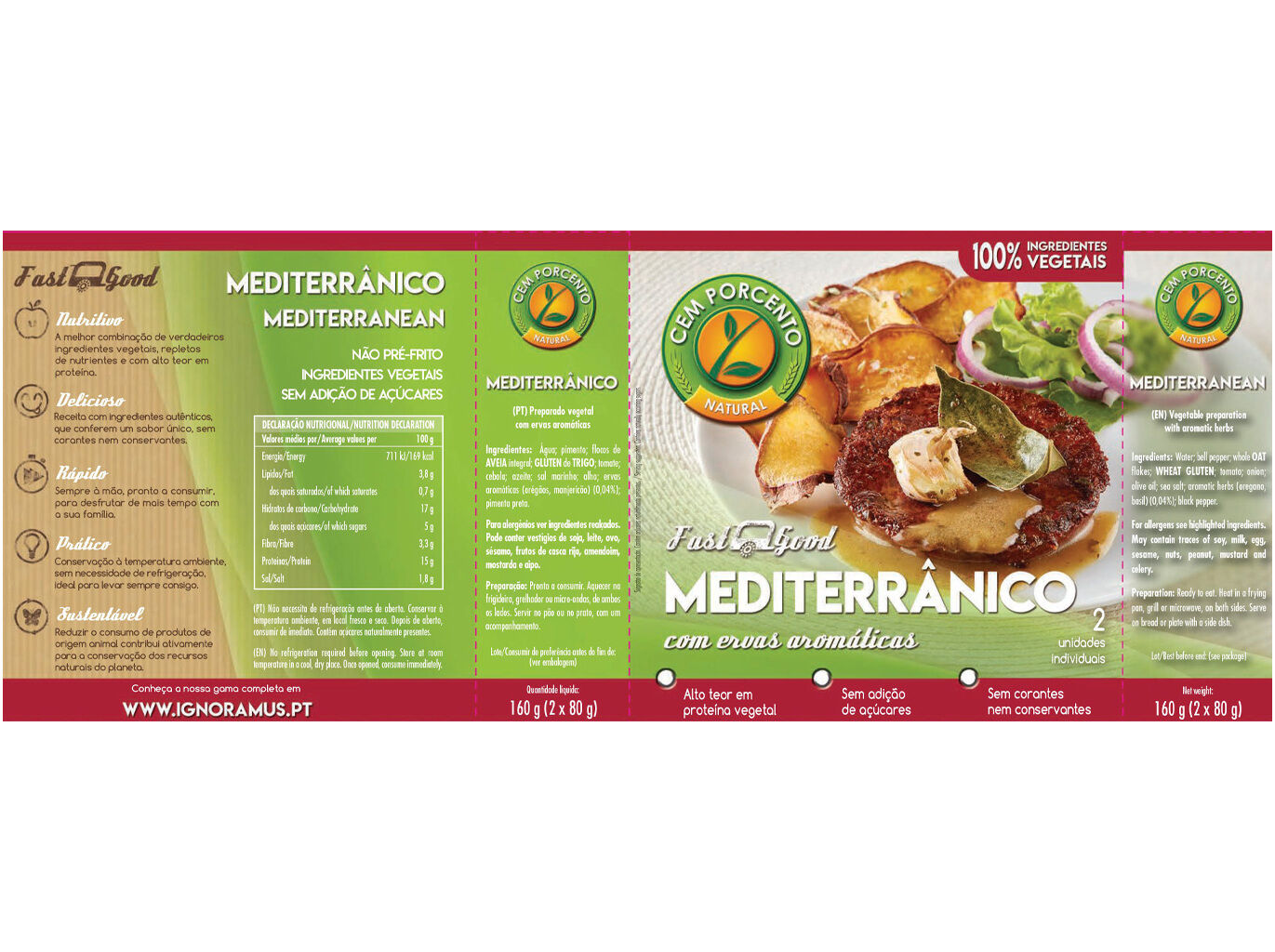 HAMBURGUER CEM PORCENTO MEDITERR&Acirc;NICO 150G image number 1