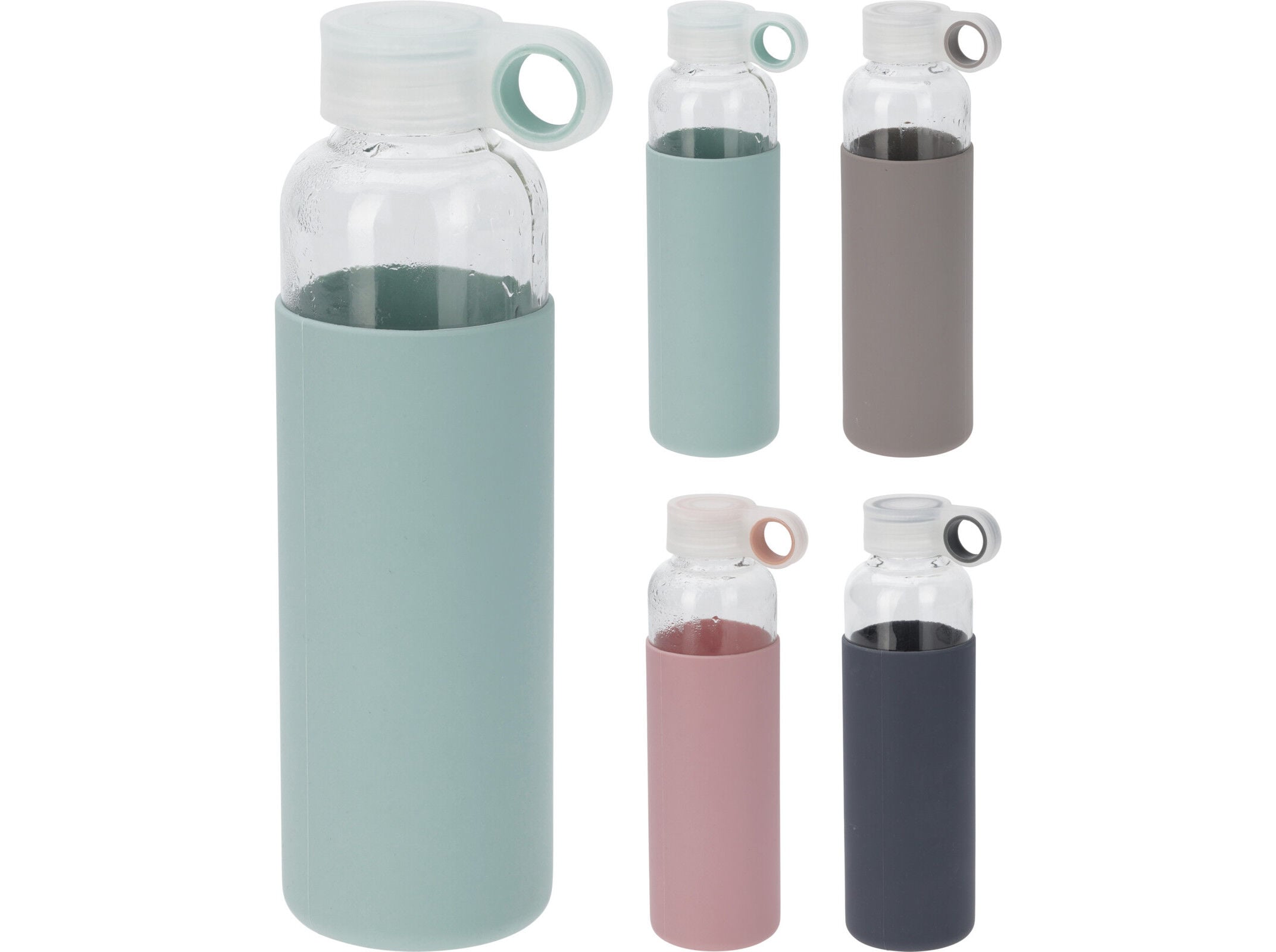 GARRAFA DE &Aacute;GUA COM BASE EM SILICONE 550ML CORES SORTIDAS image number 1