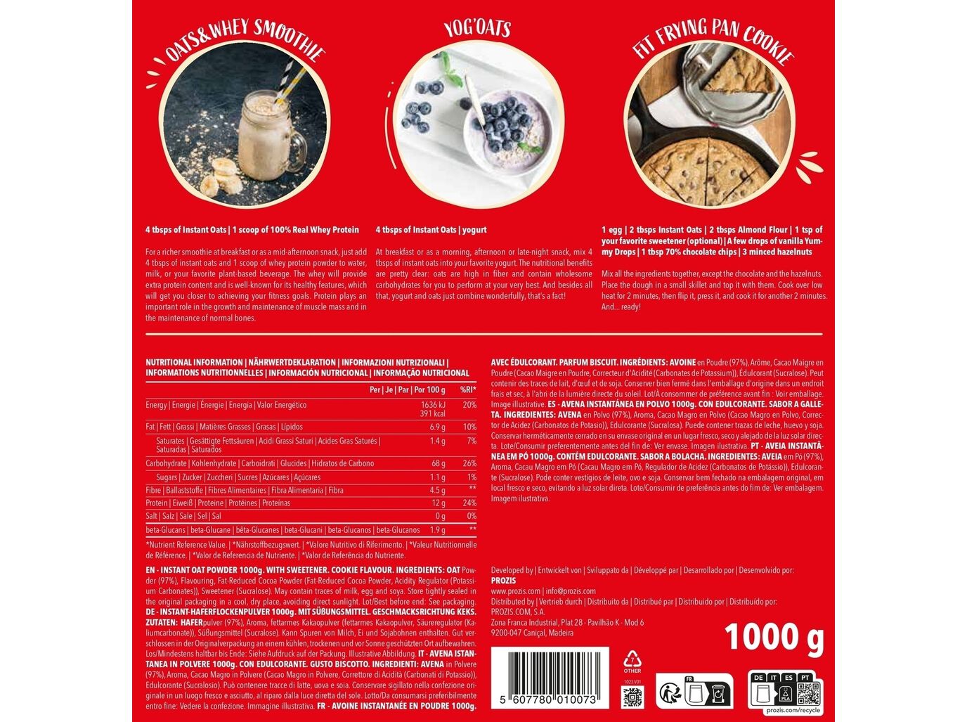 AVEIA INSTANT&Acirc;NEA EM P&Oacute; PROZIS BOLACHA 1000G image number 3