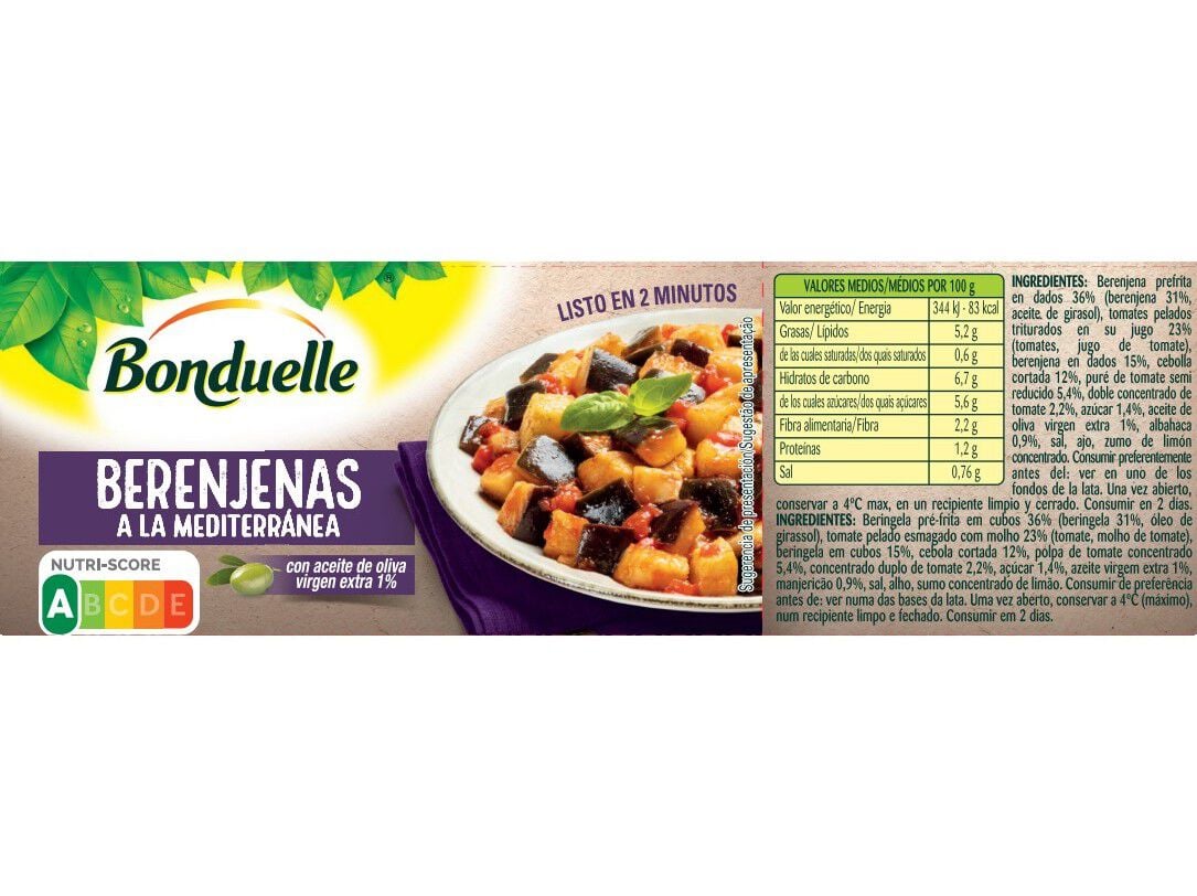 BERINGELAS BONDUELLE &Agrave; MEDITERRI&Acirc;NEA 375G image number 1