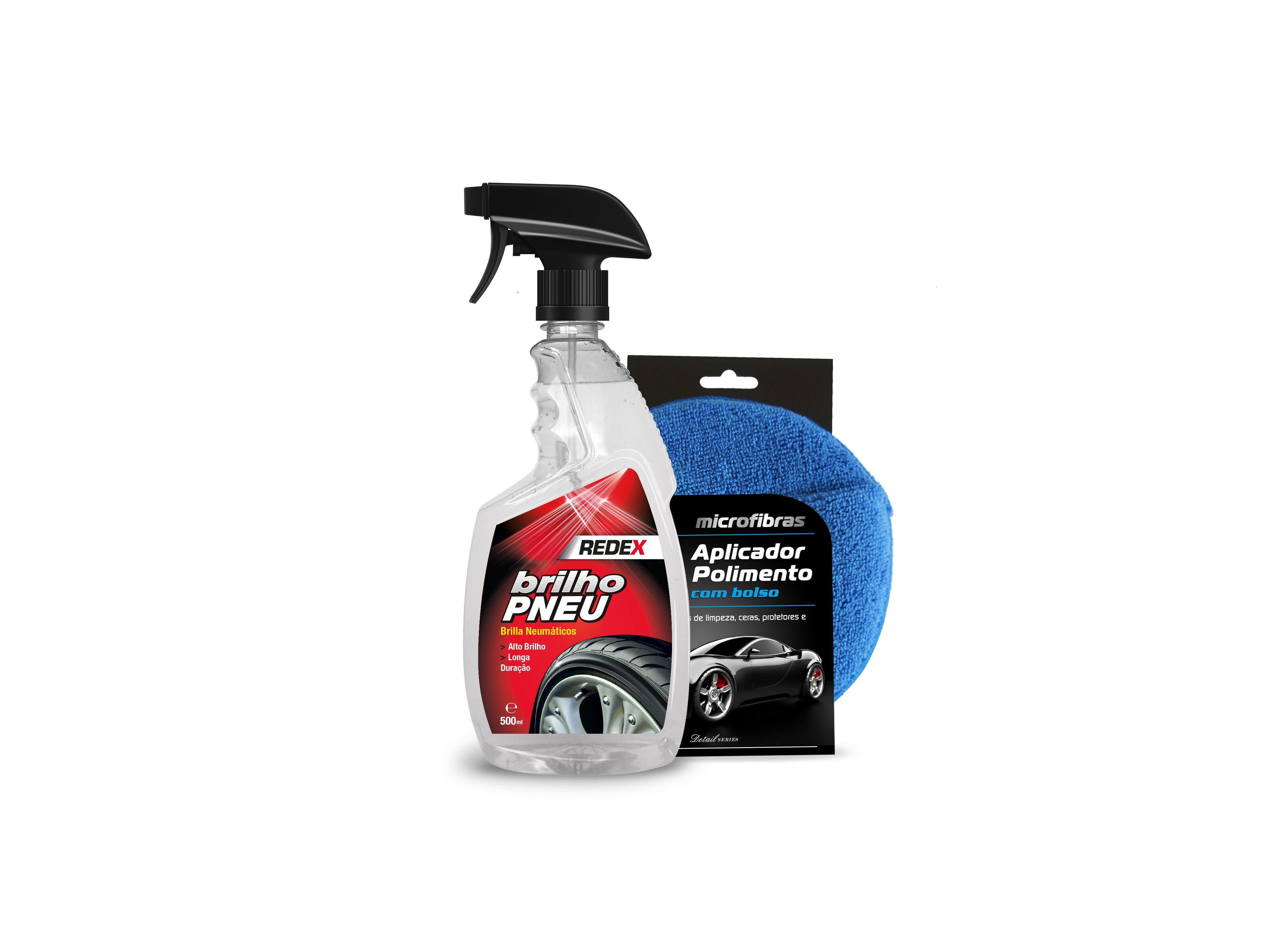PACK REDEX BRILHO PNEU 500ML E APLICADOR DE POLIMENTO COM BOLSO image number 1