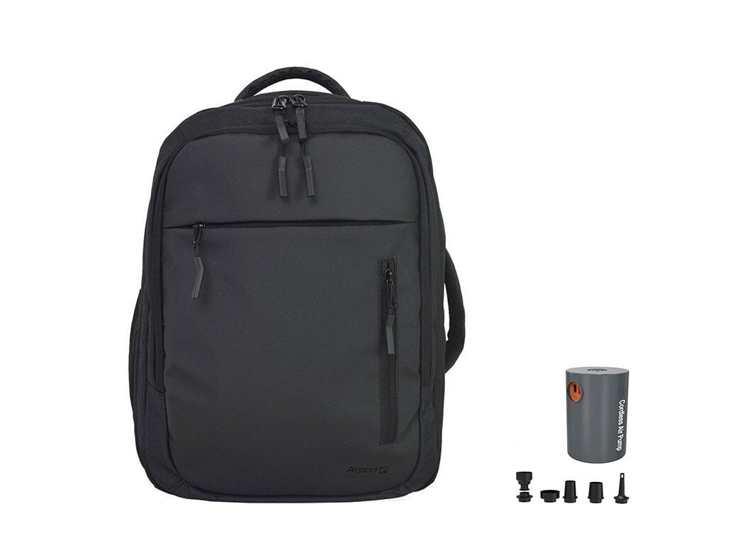 MOCHILA DE VIAGEM AIRPORT COM BOMBA A V&Aacute;CUO PRETO 42X31X14 CM