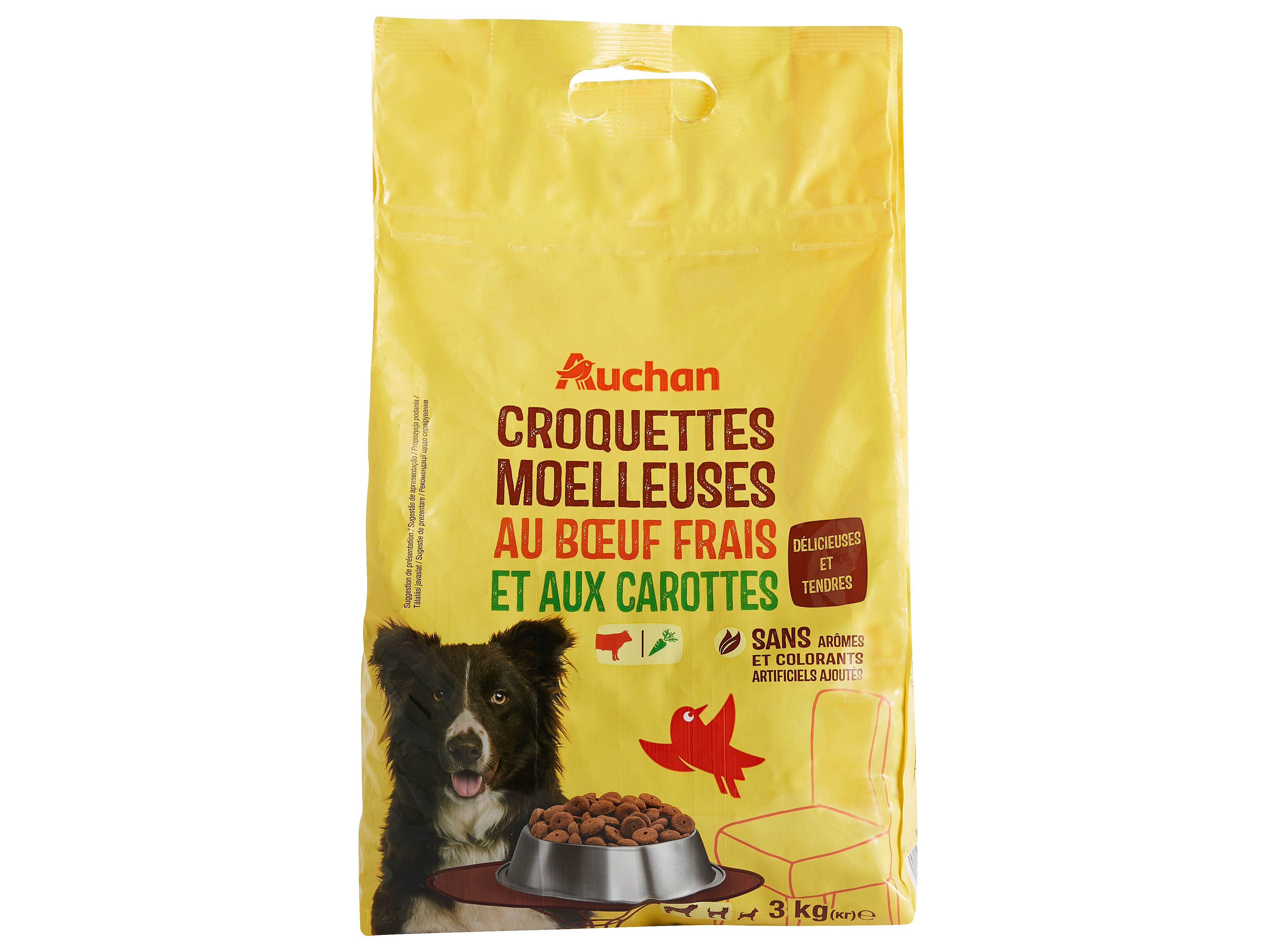 RA&Ccedil;&Atilde;O PARA C&Atilde;O AUCHAN MOLES RICO EM VACA FRESCA E CENOURA 3KG