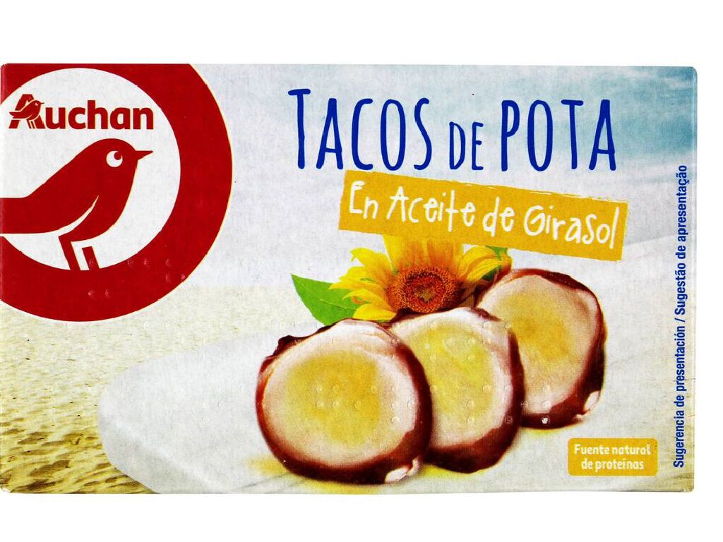 TENT&Aacute;CULOS DE POTA AUCHAN EM &Oacute;LEO DE GIRASSOL 115(72)G