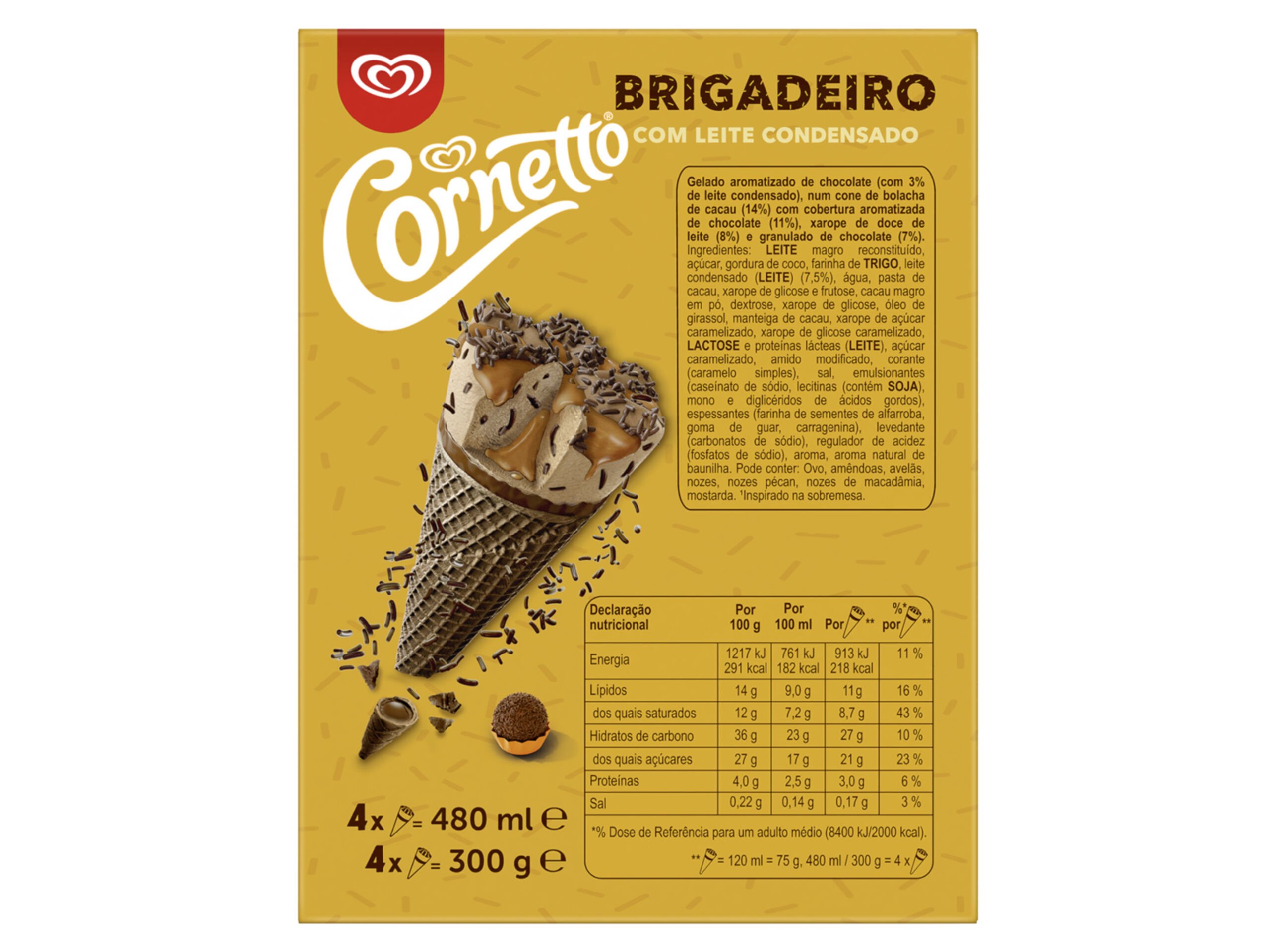 GELADO CORNETTO BRIGADEIRO 4X120ML image number 1