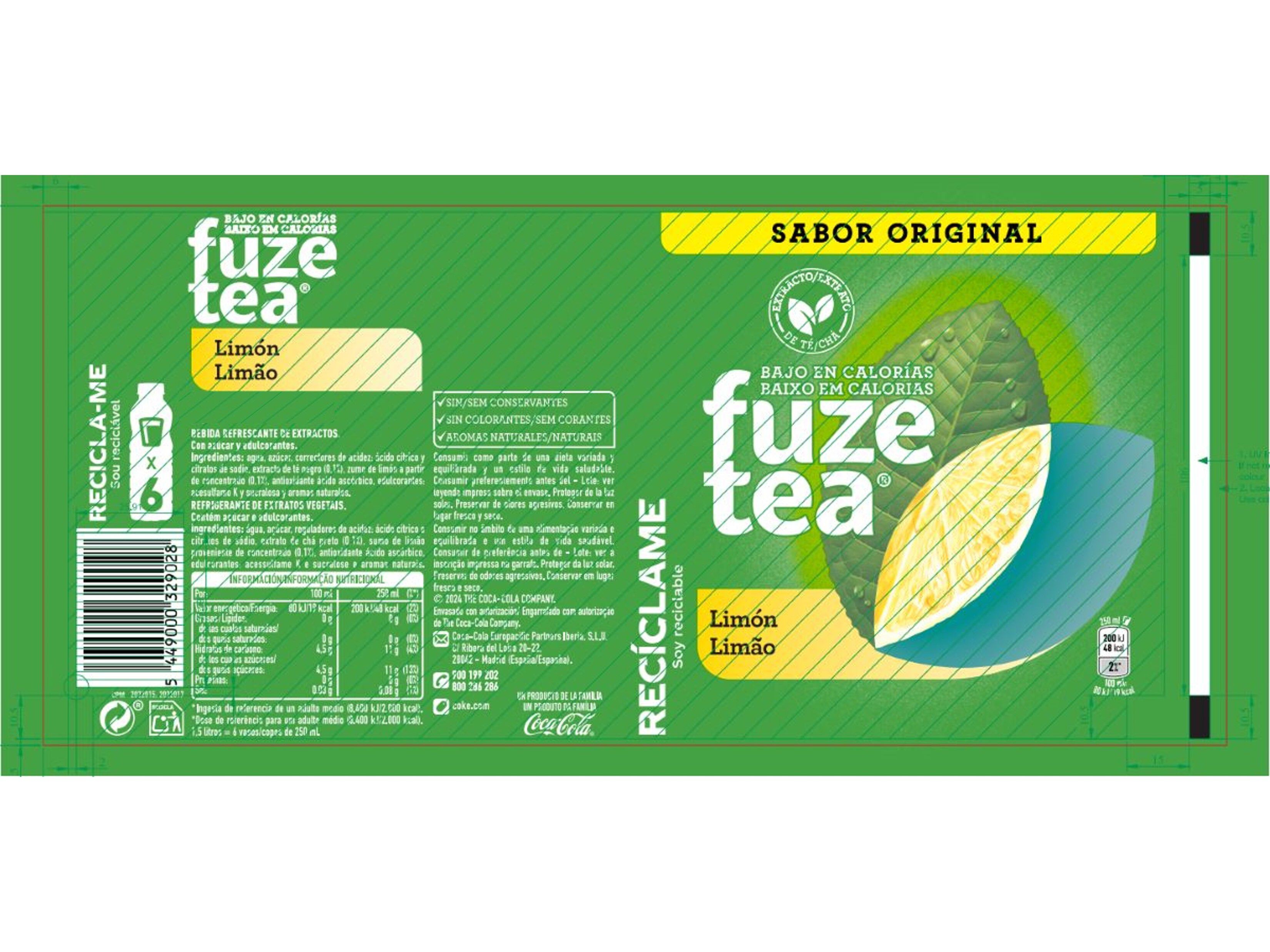 ICE TEA FUZE TEA LIM&Atilde;O 0.5L image number 2
