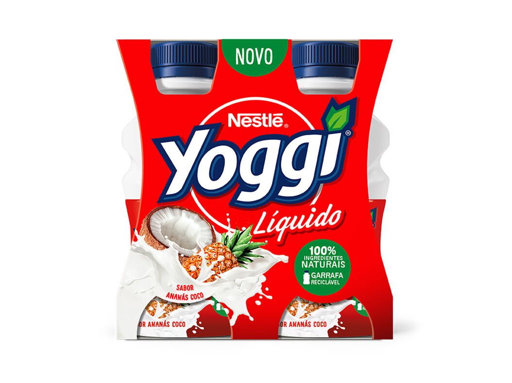 IOGURTE YOGGI L&Iacute;QUIDO ANAN&Aacute;S E C&Ocirc;CO 4X160G image number 0
