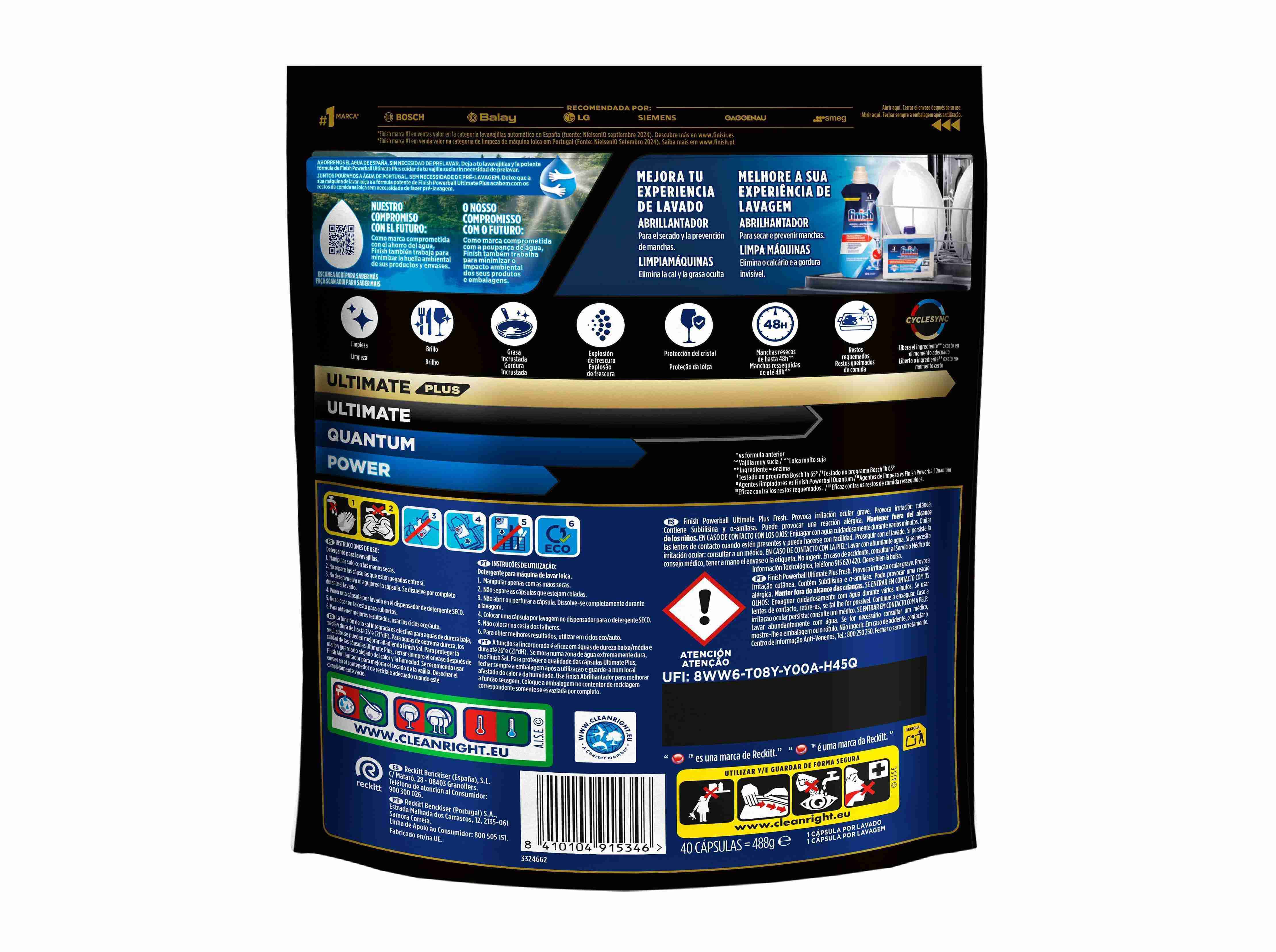 DETERGENTE M&Aacute;QUINA LOI&Ccedil;A FINISH ULTIMATE PLUS REGULAR 40P image number 1