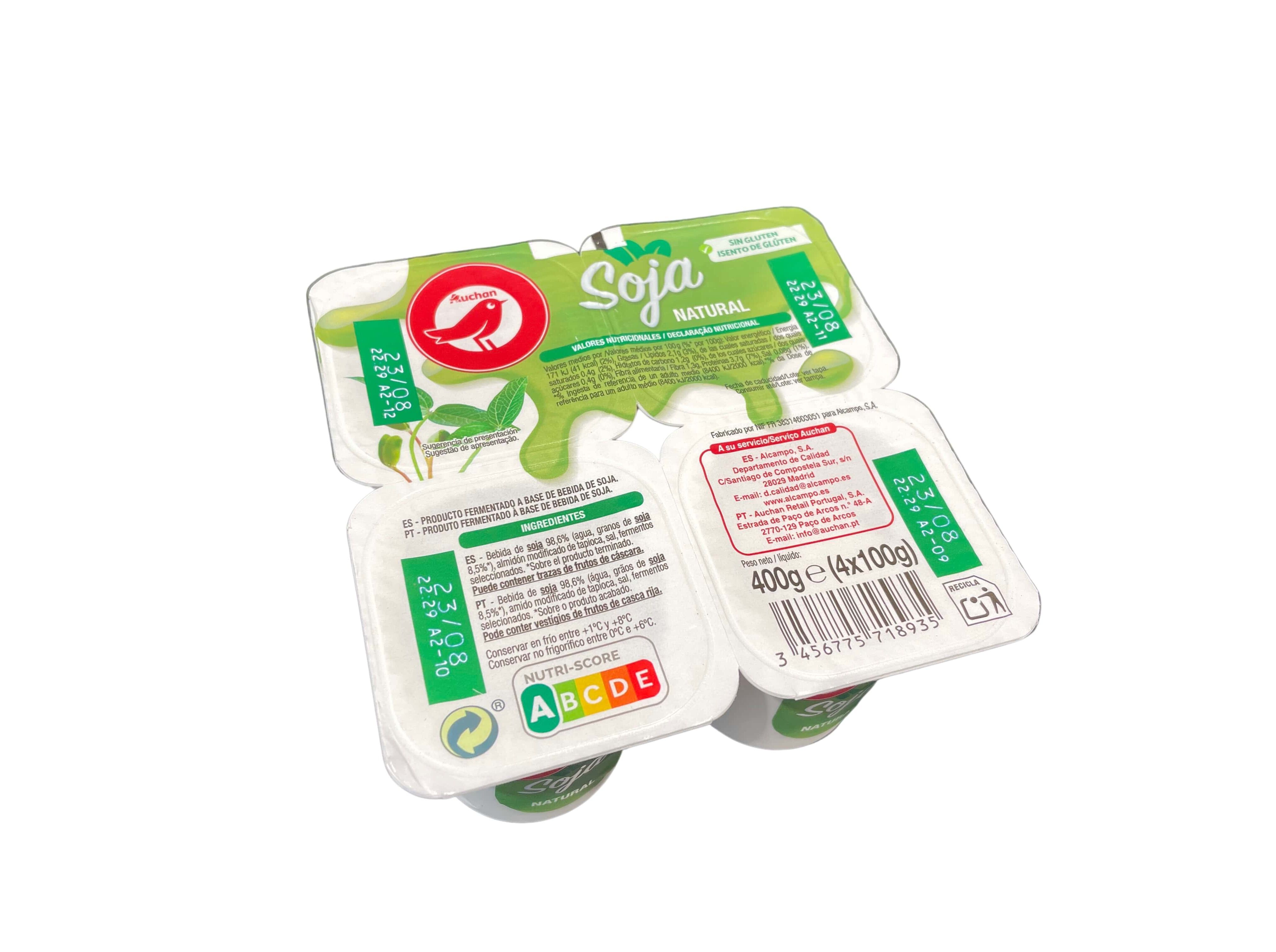 SOJAGURTE AUCHAN NATURAL 4X100G