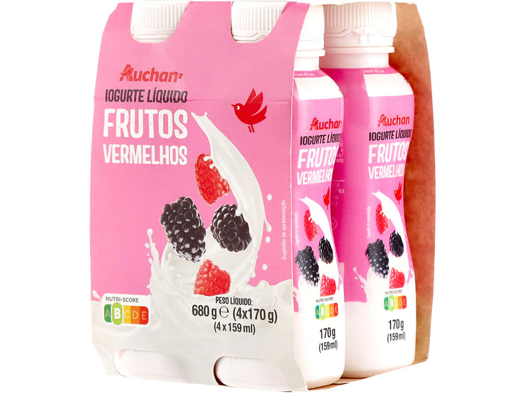 IOGURTE LIQUIDO AUCHAN FRUTOS VERMELHOS 4X170G